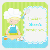 可愛いブロンド男の子のベーキング'私は行った' スクエアシール (正面)
