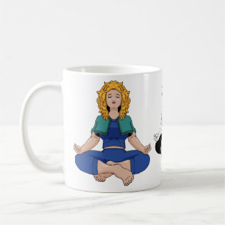 可愛いブロンド美女のヨガポーズ蓮の花 コーヒーマグカップ