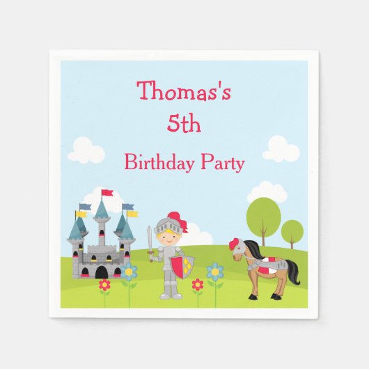 可愛いブロンド騎士「行った」 スタンダードカクテルナプキン (正面)