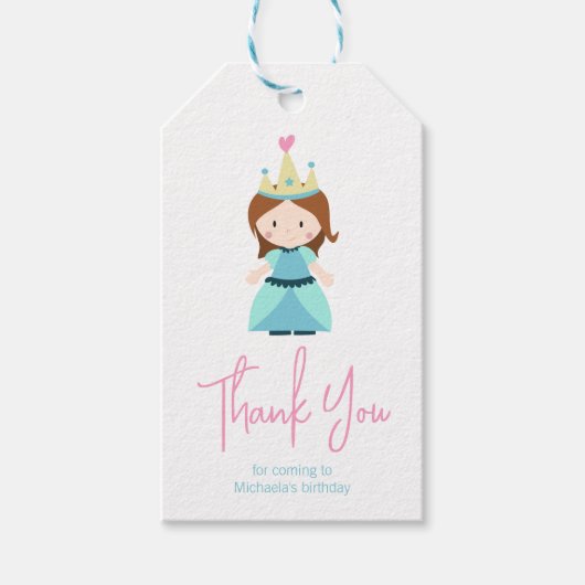 可愛いプリンセスガールサンキュー ギフトタグ (正面)