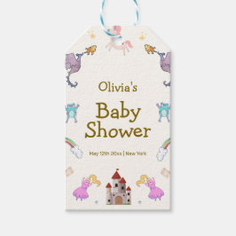 可愛いプリンセスドラゴンユニコーンベビーシャワー ギフトタグ