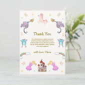 可愛いプリンセスドラゴンユニコーンベビーシャワー サンキューカード (スタンド正面)