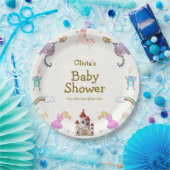 可愛いプリンセスドラゴンユニコーンベビーシャワー ペーパープレート (パーティー)