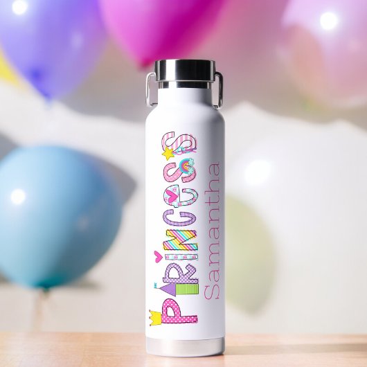 可愛いプリンセスパーソナライズされたアルファベット ウォーターボトル