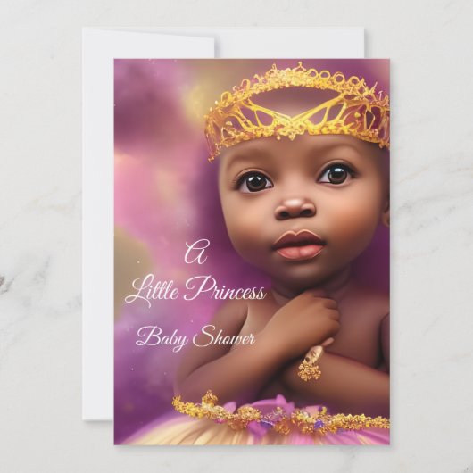 可愛いプリンセス赤ちゃんシャワー民族少女 招待状 (正面)