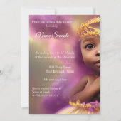 可愛いプリンセス赤ちゃんシャワー民族少女 招待状 (裏面)