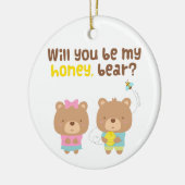 可愛いプリン愛の告白が私のハニーベア セラミックオーナメント (左)