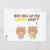 可愛いプリン愛の告白が私のハニーベア ポストカード (正面/裏面)