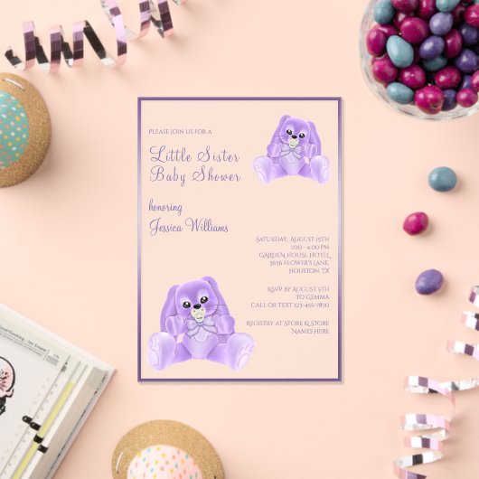 可愛いプルシースリトルシスターベビーシャワー アクリル招待状 (インサイチュ (お祝い))