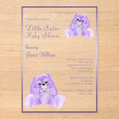 可愛いプルシースリトルシスターベビーシャワー アクリル招待状 (正面)