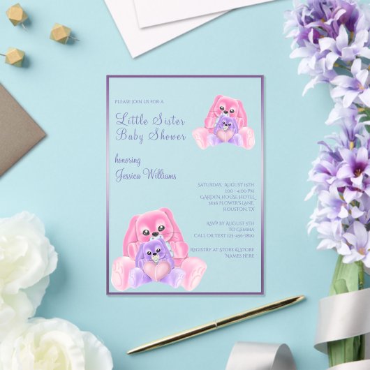 可愛いプルシースリトルシスターベビーシャワー アクリル招待状 (インサイチュ (ウェディング))