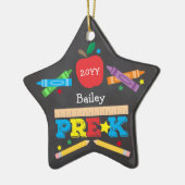 可愛いプレスクールクレヨンChalkboardフォトスター セラミックオーナメント (左)