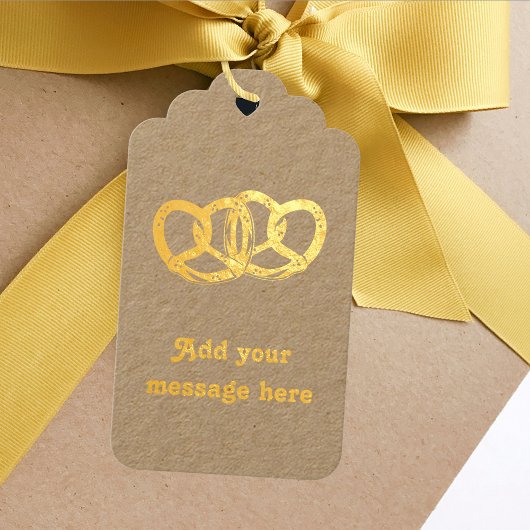 可愛いプレッツェルのペアは両側に文字を持つ ギフトタグ