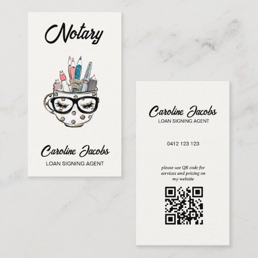 可愛いプロフェッショナルシック公証人ローン署名業者 名刺 (正面/裏面)