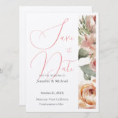 可愛いプロフェッショナルミニマリストプレーンモダンフローラ セーブザデート (正面/裏面)