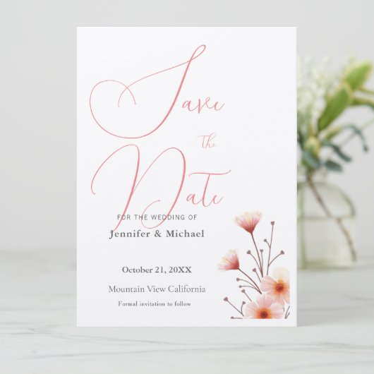 可愛いプロフェッショナルミニマリストプレーンモダンフローラ セーブザデート (スタンド正面)