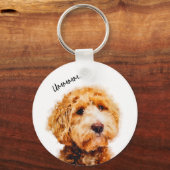 可愛いプードルドッグ柄プリント キーホルダー (正面)