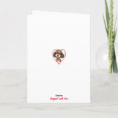 可愛いプードルバレンタインデー犬ママ愛ピンクレッド シーズンカード (裏面)