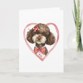 可愛いプードルバレンタインデー犬ママ愛ピンクレッド シーズンカード (正面)