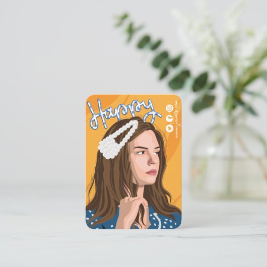 可愛いヘアクリップ表示カード 名刺 (スタンド正面)