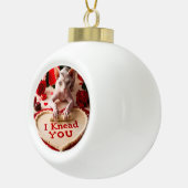 可愛いヘアレススフィンクス猫ねこ私ひざまずくカスタム セラミックボールオーナメント (右)