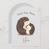 可愛いヘッジホグカスタムママ写真&メッセージアーチ 招待状 (正面/裏面)