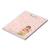 可愛いヘッジホッグカラフルティーカップメモ帳 ノートパッド (回転)