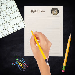 可愛いヘッジホッグ男女兼用ベージュブラウンキッズ ノートパッド