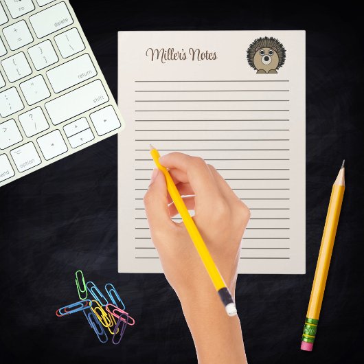 可愛いヘッジホッグ男女兼用ベージュブラウンキッズ ノートパッド