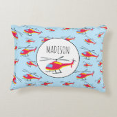 可愛いヘリ飛んでいるター名前をカスタムする アクセントクッション (裏面)