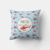 可愛いヘリ飛んでいるター名前をカスタムする クッション (裏面)