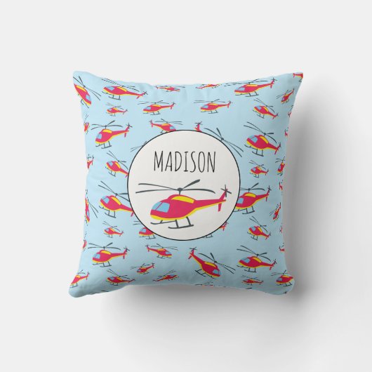 可愛いヘリ飛んでいるター名前をカスタムする クッション (裏面)