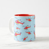 可愛いヘリ飛んでいるター ツートーンマグカップ (正面左)