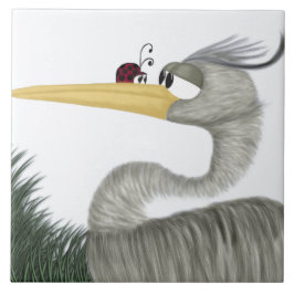 可愛いヘロンとレディバグ タイル