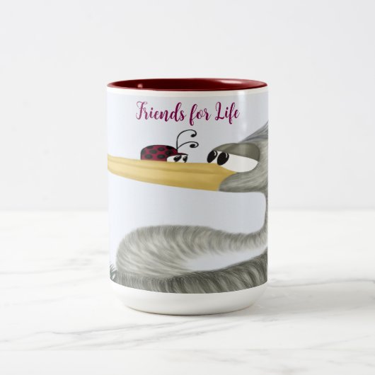 可愛いヘロンとレディバグ ツートーンマグカップ (中央)