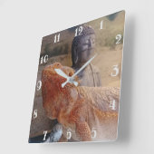 可愛いベアディとブッダの写真プリント スクエア壁時計 (傾斜)