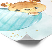 可愛いベアーツツインズ男の赤ちゃんシャワー歓迎サイン ポスター (角)