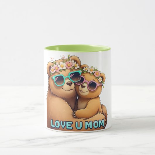 可愛いベアーハグ愛あなた母の日 マグカップ (中央)