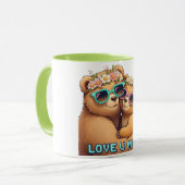 可愛いベアーハグ愛あなた母の日 マグカップ (正面左)