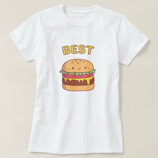 可愛いベストバーガーおそろいベストフレンド Tシャツ (デザイン正面)
