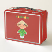 可愛いベトナム人"シンチャオ！" 赤い弁当 メタルランチボックス (裏面)