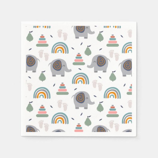 可愛いベビーおもちゃ柄 スタンダードカクテルナプキン (正面)