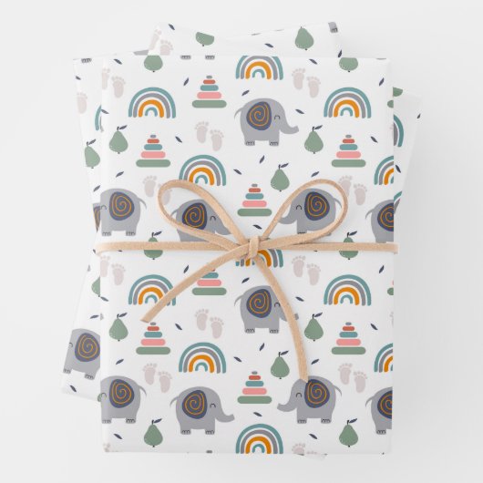可愛いベビーおもちゃ柄 ラッピングペーパーシート (インサイチュ)
