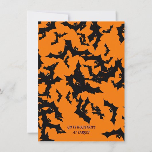 可愛いベビーがブルーイング魔女カボチャ猫の赤ちゃんシャワー 招待状 (裏面)