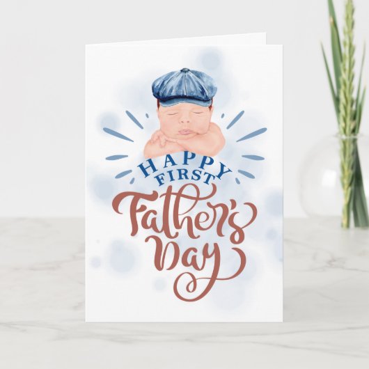 可愛いベビーがブルー・キャップFIRST FATHER's Day シーズンカード (正面)