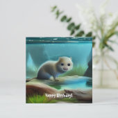 可愛いベビーが池に浮かぶ – パーソナライズ可能な挨拶 カード (スタンド正面)