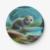 可愛いベビーが池の中に入る – パーソナライズ可能 ペーパープレート (正面)