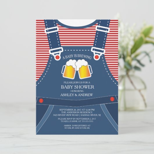 可愛いベビーが醸造ベビーシャワー招待状 招待状 (スタンド正面)