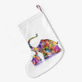 可愛いベビーとマムエレファントクリスマスストッキング スモールクリスマスストッキング (裏面 (吊り時))