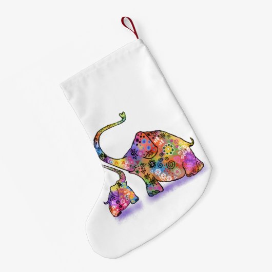 可愛いベビーとマムエレファントクリスマスストッキング スモールクリスマスストッキング (裏面 (吊り時))